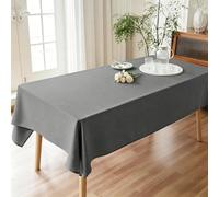 LIHUANE Nappe Rectangulaire 110 x 230 cm Lavable Aspect Lin Nappes Exterieur Anti-Tache et Facile d'entretien pour Anniversaire, Mariage, Banquet, Restaurant, Fête, Gris Foncé
