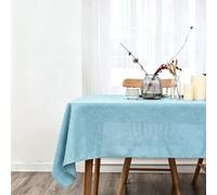 LIHUANE Nappe Rectangulaire 130 x 230 cm Lavable Aspect Lin Nappe de Jardin Anti-Tache et Facile d'entretien pour Anniversaire, Mariage, Banquet, Restaurant, Fête, Bleu Ciel