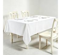 LIHUANE Nappe Rectangulaire 130 x 230 cm Lavable Aspect Lin Nappes Exterieur Anti-Tache et Facile d'entretien pour Salle à Manger, Noel, Jardin, Fête, Mariage Ou Maison, Blanc