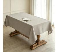 LIHUANE Nappe Rectangulaire 140 x 200 cm Lavable Aspect Lin Nappes Exterieur Anti-Tache et Facile d'entretien pour Salle à Manger, Noel, Jardin, Fête, Mariage Ou Maison, Blanc cassé