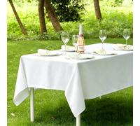 LIHUANE Nappe Rectangulaire 140 x 230 cm Lavable Aspect Lin Nappe Anti-Taches Anti-Tache et Facile d'entretien pour Anniversaire, Mariage, Banquet, Restaurant, Fête, Blanc