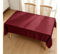 LIHUANE Nappe Rectangulaire 140 x 260 cm Lavable Aspect Lin Nappe Anti-Taches Anti-Tache et Facile d'entretien pour Salle à Manger, Noel, Jardin, Fête, Mariage Ou Maison, Vin Rouge