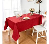 LIHUANE Nappe Rectangulaire 140 x 400 cm Lavable Aspect Lin Nappe de Jardin Anti-Tache et Facile d'entretien pour Salle à Manger, Noel, Jardin, Fête, Mariage Ou Maison, Rouge