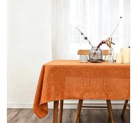 LIHUANE Nappe Rectangulaire 60 x 230 cm Lavable Aspect Lin Nappe de Jardin Anti-Tache et Facile d'entretien pour Anniversaire, Mariage, Banquet, Restaurant, Fête, Orange