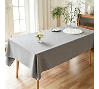 LIHUANE Nappe Rectangulaire 60 x 230 cm Lavable Aspect Lin Nappes Exterieur Anti-Tache et Facile d'entretien pour Anniversaire, Mariage, Banquet, Restaurant, Fête, Gris Clair