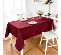 LIHUANE Nappe Rectangulaire 70 x 200 cm Lavable Aspect Lin Nappe de Jardin Anti-Tache et Facile d'entretien pour Salle à Manger, Noel, Jardin, Fête, Mariage Ou Maison, Vin Rouge