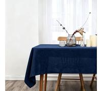 LIHUANE Nappe Rectangulaire 70 x 230 cm Lavable Aspect Lin Nappe de Jardin Anti-Tache et Facile d'entretien pour Anniversaire, Mariage, Banquet, Restaurant, Fête, Bleu Marine
