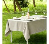 LIHUANE Nappe Rectangulaire 90 x 230 cm Lavable Aspect Lin Nappe Anti-Taches Anti-Tache et Facile d'entretien pour Anniversaire, Mariage, Banquet, Restaurant, Fête, Blanc cassé