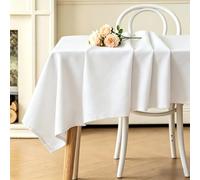 LIHUANE Nappe Unie 70 x 230 cm Lavable Aspect Lin Nappes Exterieur Anti-Tache et Facile d'entretien pour Anniversaire, Mariage, Banquet, Restaurant, Fête, Blanc