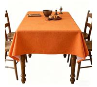 LIHUANE Nappes en Lin Lavable 120 x 200 cm Lavable Aspect Lin Nappes Exterieur Anti-Tache et Facile d'entretien pour Anniversaire, Mariage, Banquet, Restaurant, Fête, Orange