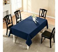 LIHUANE Nappes en Lin Lavable 80 x 200 cm Lavable Aspect Lin Nappe de Jardin Anti-Tache et Facile d'entretien pour Salle à Manger, Noel, Jardin, Fête, Mariage Ou Maison, Bleu Marine