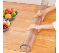 LIHUANE Protection de Table 75 x 185 cm Protège Les Rayures Table Transparente Facile à Nettoyer et Résistante pour L'Intérieur et L'Extérieur, Angle Droit