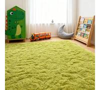 LIHUANE Tapis Salon Shaggy Poil 160 x 390 cm Aspect Fourrure Doux et Conforta Tapis à Poils Longs Super Doux Lavable à 30 Degrés pour Chambre à Coucher, Chambre d'enfant, Vert