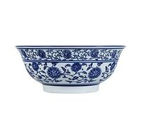 Lihuzmd Bol à Soupe de Nouilles Ramen en céramique, Grand Bol en Porcelaine Bleue et Blanche rétro Chinois pour Nouilles asiatiques Udon Soba Pho,8',4pcs