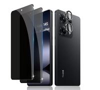Liilaa Verre Trempé Anti Espion pour Xiaomi Redmi Note 14S, 2 Pièces Protection Écran de Confidentialité et 1 Série Protecteur Caméra Arrière, Dureté 9H Glass Privacy Film