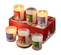 Liillya Coffret Cadeau Bougies Parfumées de Noël - Lot de 6 Bougies Aromathérapie à la Cire de Soja Naturelle - Idée Cadeau pour Femme & Homme, Ambiance Cocooning Décoration Maison Hiver, 12 oz