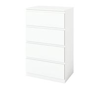 Liink1Ga Commode Chambre Bois Blanche 60 cm Largeur avec 4 Tiroirs/Meuble a Tiroir Vetement de Rangement Commode et Buffet Chambre Comodas Blanc pour Bureau Salon Chambres Couloir Meuble/60x40x98CM