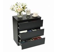 Liink1Ga Commode Chambre Bois Noir 70 cm Largeur avec 3 Tiroirs, Meuble a Tiroir Vetement de Rangement Commode et Buffet Chambre Comodas Noire pour Bureau Salon Chambres Couloir Meuble(70x40x75CM)