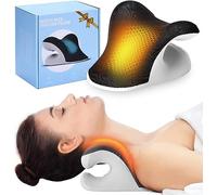 Liipoo Étireur de cou chauffant avec taie d'oreiller thérapeutique magnétique, oreiller de relaxation du cou et des épaules, dispositif de traction cervicale pour soulager les maux de tête TMJ,