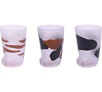 LIIT Lot de 3 tasses en verre mat motif patte de chat, tasse de petit-déjeuner, tasse à lait, tasse résistante à la chaleur, tasse à thé, whisky, cadeau de Saint-Valentin 300 ml