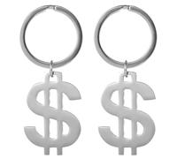 Liitata 2 Pcs Porte ollar Sign Porte ollar en acier inoxydable Pendentif Dollar Porte-clé pour ami Famille Anniversaire