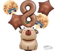 Liitata Capybara Kit de décoration de fête d'anniversaire, en forme de chiffre 8, ballon en aluminium, grand ballon capibara, pour garçon et fille, décoration de fête d'anniversaire
