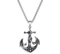 Liitata Collier avec pendentif ancre nautique - Chaîne Rock Gothique Punk Hip Hop Colliers pour hommes et femmes - Style 1