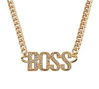 Liitata Collier avec pendentif en forme de lettres BOSS - Chaîne plaquée or - Hip Hop - Pour homme et femme - Mardi Gras - Carnaval