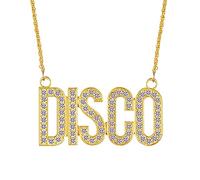Liitata Disco signe collier bling hiphop or chaîne rock star rappeur punk or chaîne 80's 90's costume accessoire déclaration collier pour hommes carnaval fête à thème