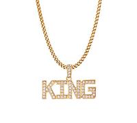 Liitata Hip Hop Gold Collier KING signe Rockstar Rapper Punk Gold Chaîne KING Pendentif 80's 90's Costume Accessoire pour hommes Mardi Gras Carnaval Fête à thème