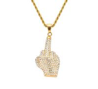 Liitata Hip Hop Gold Collier pendentif main doigt du milieu Collier Rockstar Rapper Punk Gold Chain 80's 90's Costume Accessoire Statement Necklace pour hommes Mardi Gras Carnaval Fête à thème