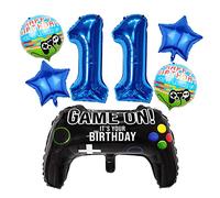 Liitata Jeu vidéo 11e anniversaire décoration garçon, anniversaire, fête, décoration chiffre 11 ballon en aluminium bleu grande manette jeu ballon étoilé, ballon pour enfants garçons anniversaire
