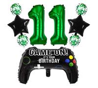 Liitata Jeu vidéo 11e anniversaire décoration garçon garçon anniversaire fête chiffre 11 ballon aluminium vert grande manette jeu ballon étoilé ballon pour enfants garçons anniversaire thème