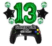 Liitata Jeu vidéo 13e anniversaire décoration garçon gamer anniversaire fête chiffre 13 ballons aluminium vert grand contrôleur jeu ballon étoile ballon pour garçon anniversaire fête thème fête