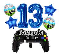 Liitata Jeu vidéo 13e anniversaire décoration garçon gamer anniversaire fête décoration chiffre 13 ballons en aluminium bleu grande manette de jeu ballon étoile ballon pour garçon anniversaire fête