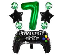 Liitata Jeu vidéo 7ème anniversaire décoration garçon garçon garçon anniversaire fête chiffre 7 ballons aluminium vert grand contrôleur jeu ballon étoile ballon pour enfants anniversaire thème fête