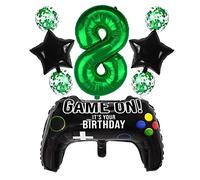 Liitata Jeu vidéo 8ème anniversaire décoration garçon anniversaire fête chiffre 8 ballons en aluminium vert grand contrôleur jeu ballon étoile ballon pour enfants garçon anniversaire thème fête