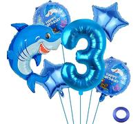 Liitata Kit de ballons décoratifs pour fête d'anniversaire requin 3 - Bleu - Grand ballon gonflable en aluminium - Pour garçon - Décoration de fête à thème