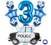 Liitata Kit de ballons en aluminium pour fête d'anniversaire de police - Bleu - Grand ballon en aluminium - Pour garçon - Décoration de fête à thème