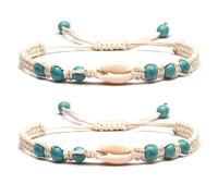 Liitata Lot de 2 bracelets en coquillage bohème turquoise - Bijou de plage pour filles et femmes