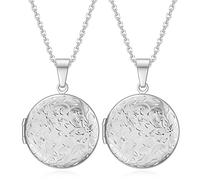Liitata Lot de 2 colliers avec médaillon pouvant contenir des photos en forme de fleur - En acier inoxydable - Pour femme et fille - Cadeau d'anniversaire, Acier inoxydable