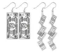 Liitata Lot de 2 paires de boucles d'oreilles vintage de 100 dollars pour femme - Argent