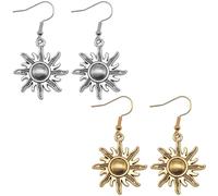 Liitata Lot de 2 paires de boucles d'oreilles vintage Sunburst - Style hip hop punk rock - Pour femme - Or et argent