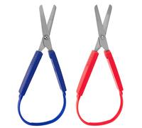 Liitata Lot de 2 paires de ciseaux à boucle faciles à ouvrir pour enfants, adolescents et adultes - Rouge et bleu