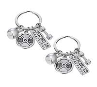 Liitata Lot de 2 porte-clés avec breloque en forme d'haltère - Porte-clés d'entraînement pour ami, famille, entraîneur - Cadeau d'anniversaire souvenir