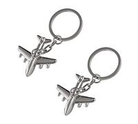Liitata Lot de 2 porte-clés en forme d'avion 3D pour ami, famille, anniversaire, remise de diplôme, cadeau souvenir de voyage