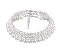 Liitata Lot de 3 Colliers à 3 Rangées de Perles Multibrins - Bijoux Courts pour Femmes et Filles - Cadeau d'Anniversaire de Mariage