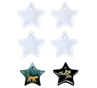 Liitata Lot de 4 moules en silicone en forme d'étoile, pentagramme, porte-clés en résine époxy avec trou pour loisirs créatifs, décoration