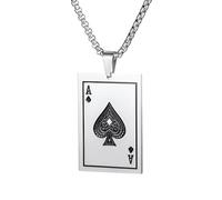 Liitata Pik Ass Jeu Carte Pendentif Collier Acier Inoxydable Cartes de Poker Pendentif Chaîne Rock Punk Hip Hop Colliers pour Hommes Femmes