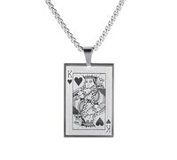 Liitata Pik Carte de Jeu Pendentif Collier Acier Inoxydable Cartes de Poker Pendentif Chaîne Rock Punk Hip Hop Colliers pour Hommes Femmes